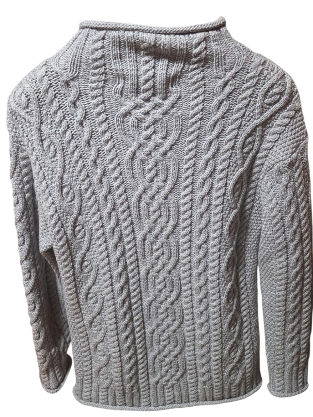 Aran Mor Irish Rollneck Cable Knit Tunic Gray Sweater Size Large - Picture 2 of 5